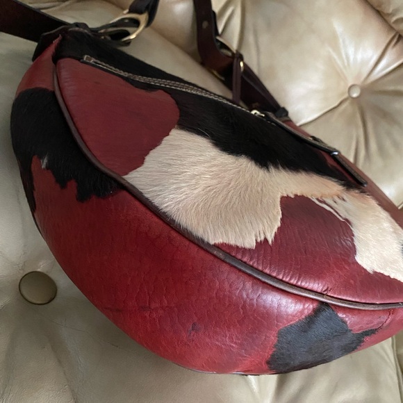 RARE Dooney & Bourke Calf Hair Fur-on STAINS INSIDE Large Leather Bag - Picture 8 of 16